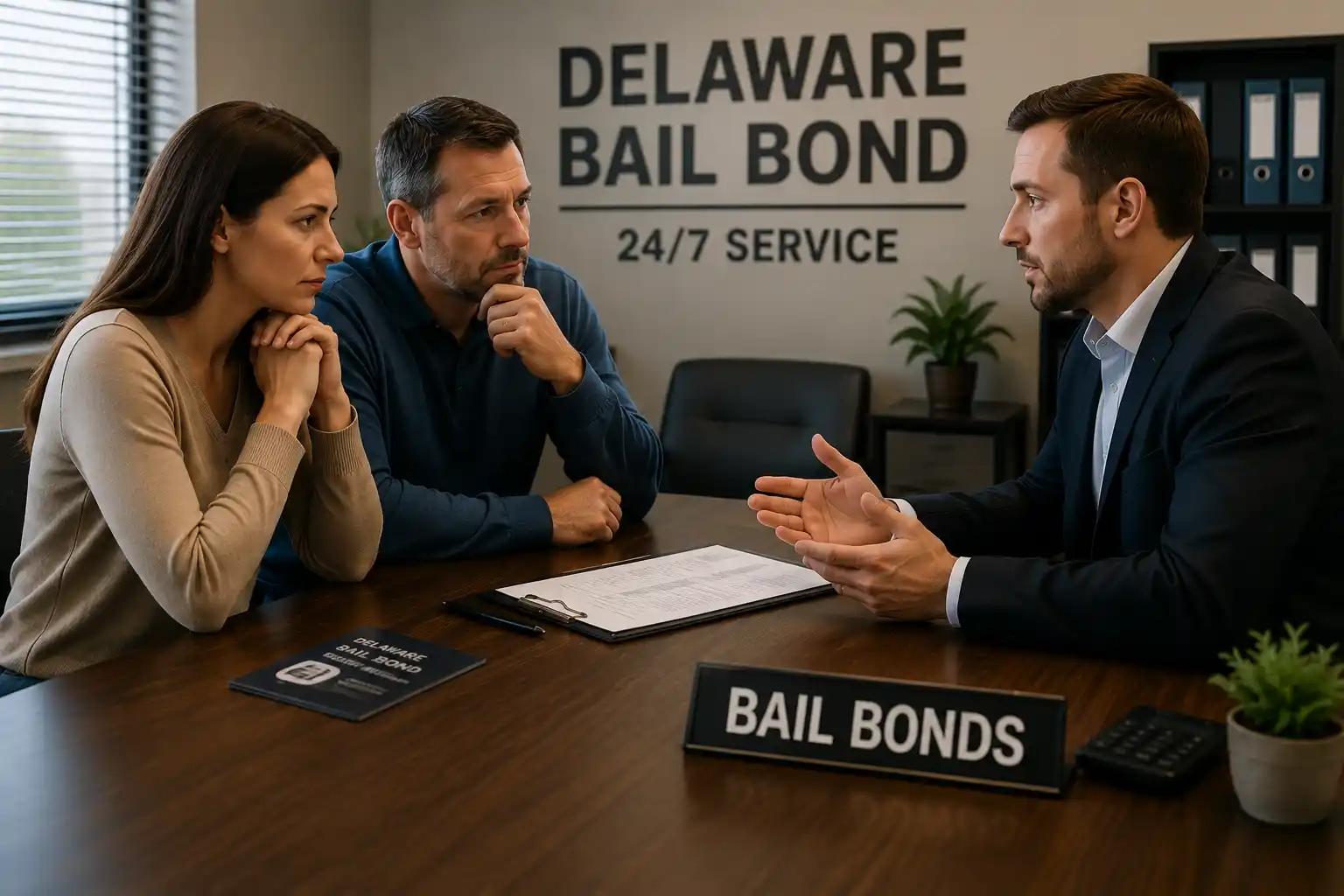 Reviewing and signing a Delaware bail bond agreement with a licensed agent