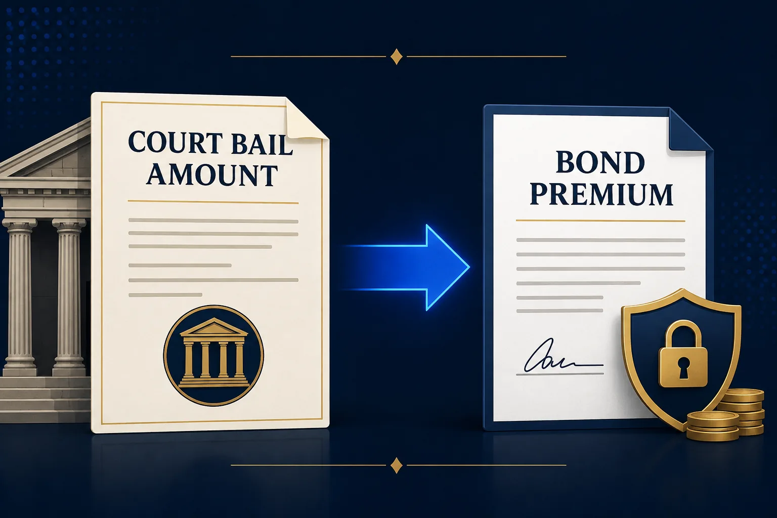 Comparison of court bail amount and bail bond premium